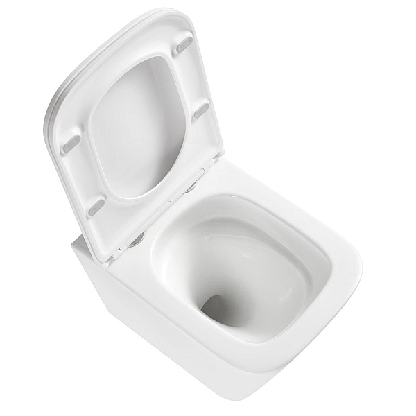 DFL0520111W Flow square Підвісний безобідковий унітаз з кришкою soft-close, Vortex Flush, білий глянець (1 сорт) - Фото - 6