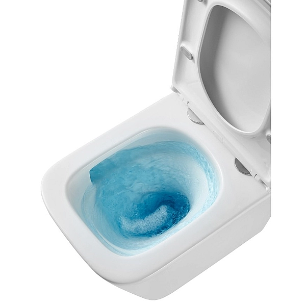 DFL0520111W Flow square Підвісний безобідковий унітаз з кришкою soft-close, Vortex Flush, білий глянець (1 сорт) - Фото - 13
