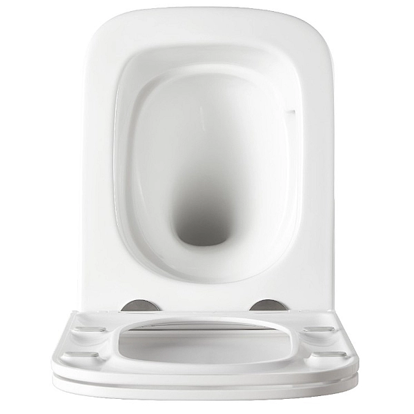 DFL0520111W Flow square Підвісний безобідковий унітаз з кришкою soft-close, Vortex Flush, білий глянець (1 сорт) - Фото - 11