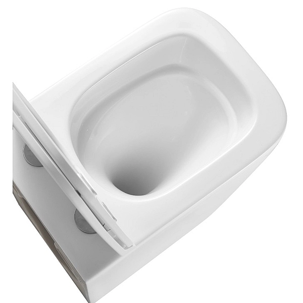 DFL0520111W Flow square Підвісний безобідковий унітаз з кришкою soft-close, Vortex Flush, білий глянець (1 сорт) - Фото - 7