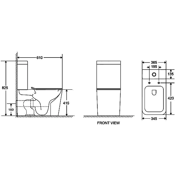 DFL2170211W Flow square Унітаз-компакт 610x365x825мм з кришкою soft-close, Vortex Flush, білий глянець (1 сорт) - Фото - 3