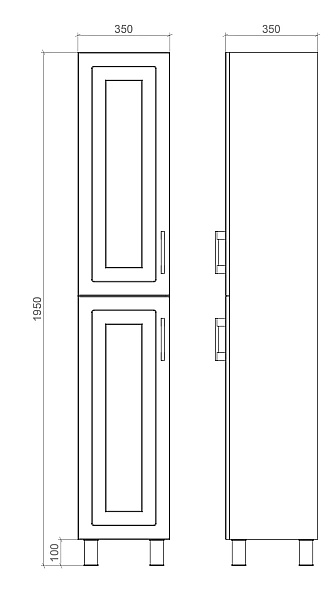 "Альба" Пенал підлоговий 35х35 (сірий матовий, правий) фреза NEW - Фото - 3