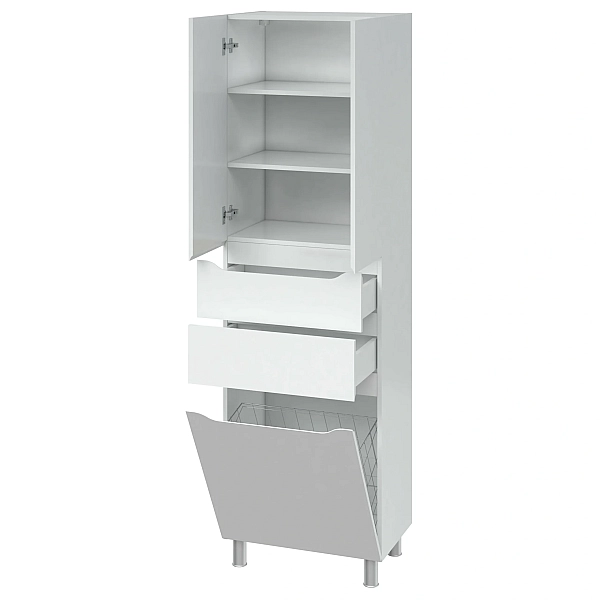 "Амелія" Пенал напольний з корзиною 2000/600/400 білий - Фото - 2