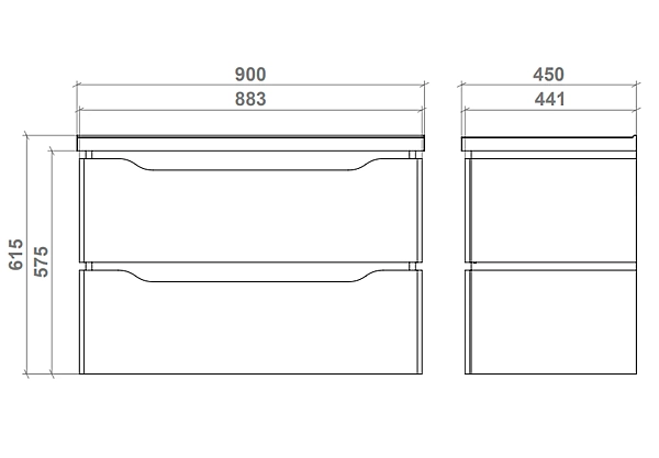 "Сакраменто" Тумба підвісна з ум. Глорія 90 2ш (антрацит) - Фото - 3