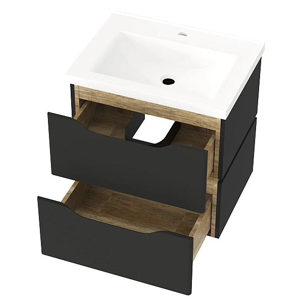 "Сакраменто" Тумба підвісна з ум. Глорія 60 2ш (антрацит) - Фото - 2