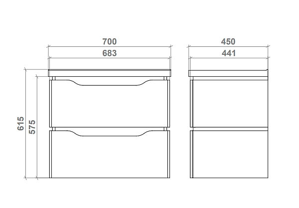 "Сакраменто" Тумба підвісна з ум. Глорія 70 2ш (біла) - Фото - 3