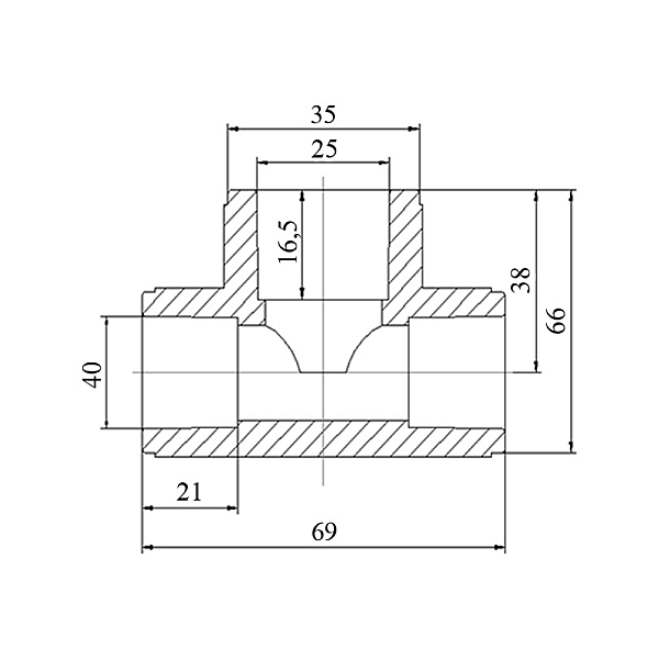 Тройник PPR Blue Ocean 40х25х40 редукционный - Фото - 2