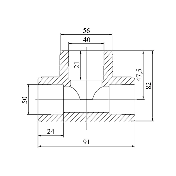 Трійник PPR Blue Ocean 50х40х50 редукційний - Фото - 2