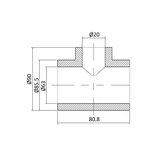 Тройник PPR Blue Ocean 63х20х63 редукционный - Фото - 2