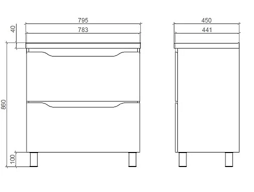 "Амелія" Тумба підлогова з умив. шк.Глорія 80 біла - Фото - 3