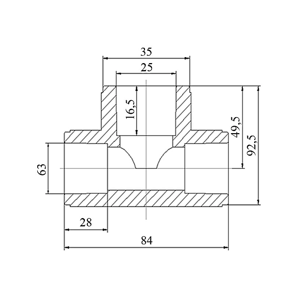Тройник PPR Blue Ocean 63х25х63 редукционный - Фото - 2