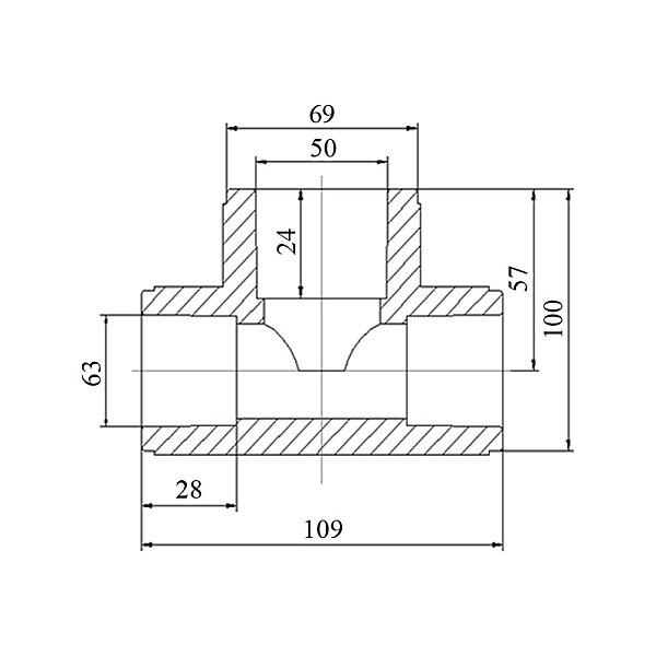 Трійник PPR Blue Ocean 63х50х63 редукційний - Фото - 2