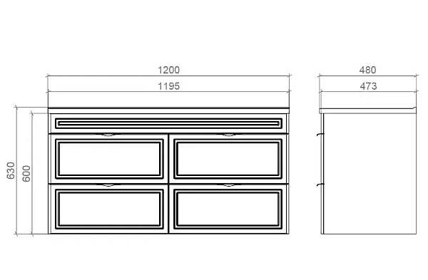 "Естель" тумба підвісна з ум. Родео 120, чорна П. - Фото - 3