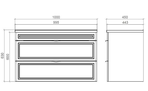 "Естель" тумба підвісна з ум. Родео 100, чорна - Фото - 3