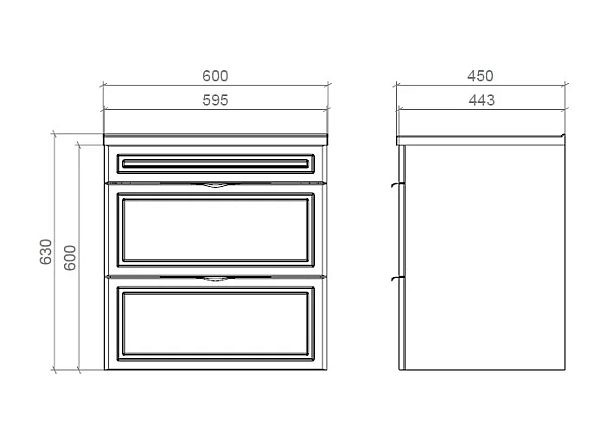 "Естель" тумба підвісна з ум. Родео 60, біла - Фото - 3