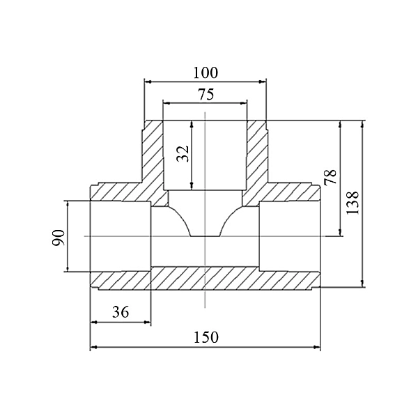 Тройник PPR Blue Ocean 90х75х90 редукционный - Фото - 2