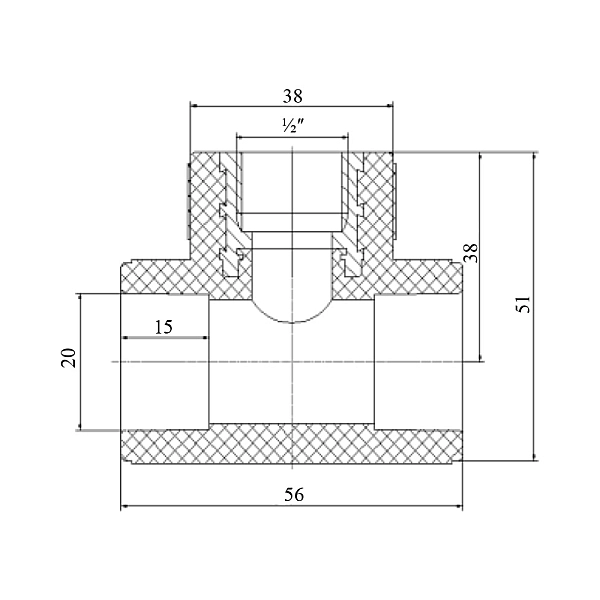 Трійник PPR Blue Ocean 20х1/2"х20 ВР - Фото - 2