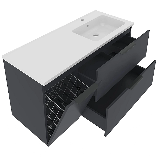 "Фест" Тумба з ум. Родео 120 (антрацит)з корзиною ліворуч - Фото - 2