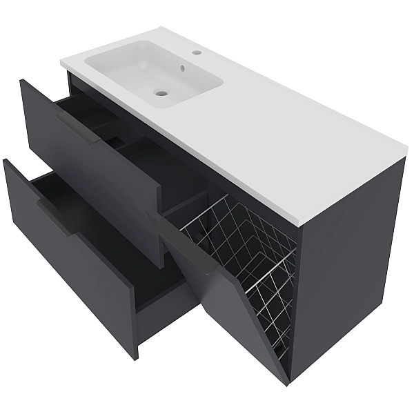 "Фест" Тумба з ум. Родео 120 (антрацит)з корзиною праворуч - Фото - 2