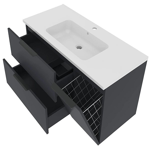 "Фест" Тумба з ум. Родео 100 (антрацит) з корзиною праворуч - Фото - 2