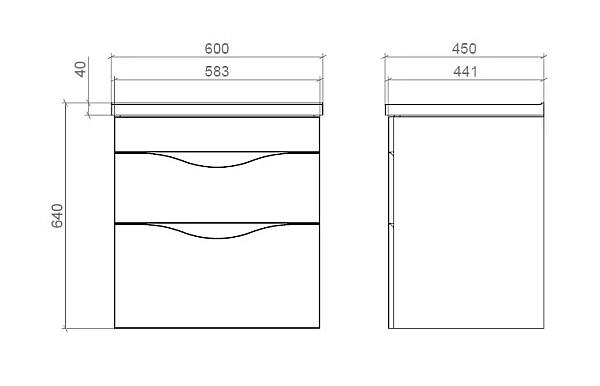 "Смайл" Тумба навісна з умив. Глорія 60 2ш біла (б/підсв) - Фото - 3