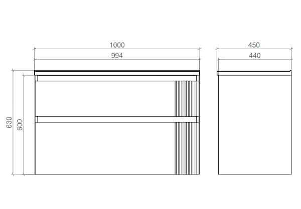 "Родео" Тумба підвісна з ум. Родео 100, сіра - Фото - 3