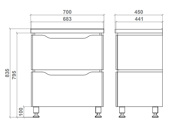 "Сакраменто" Тумба підлогова з ум. Глорія 60 2ш (сіра) - Фото - 4