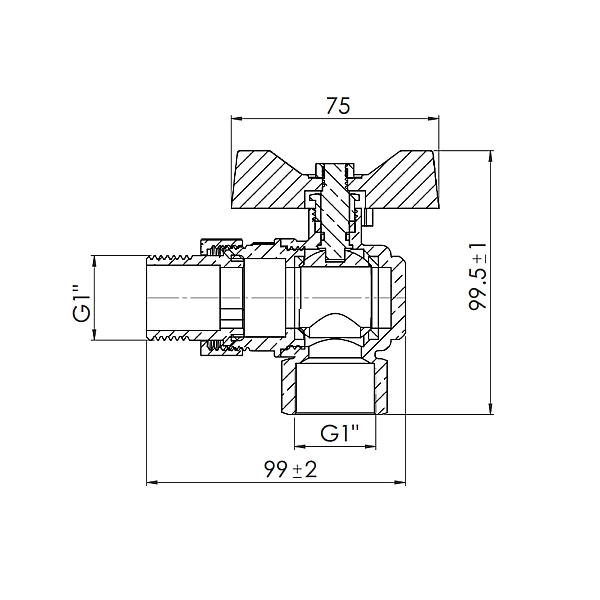 Кран шаровой "Американка" SD Forte 1" угловой SF221W25 - Фото - 2