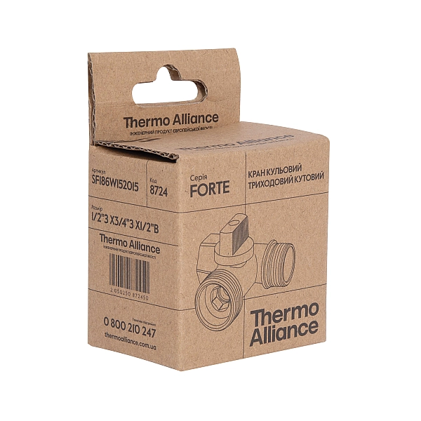 Кран приборный шаровой Thermo Alliance Forte 1/2"х3/4"х1/2" SF186W152015 - Фото - 7