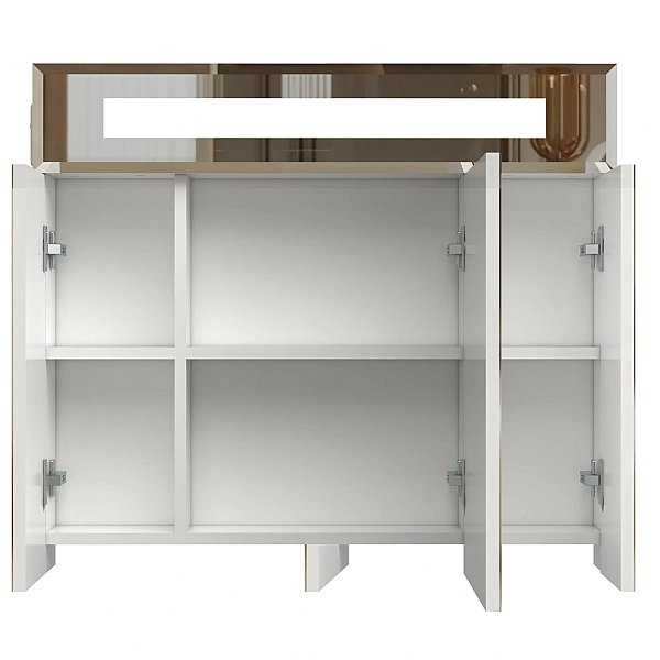 Смайл шафа з дзерк. з підсв, піск (віконце) фацет, 3 дв, 80 см біла П - Фото - 2