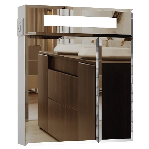 Смайл шафа з дзерк. з підсв, піск (віконце) фацет, 2 дв, 60 см біла П