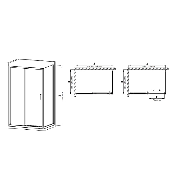 Душова кабіна без піддону Mixxus Premium DIVERSE SC03-120x80x195-TR Black прозоре скло 6мм (MI6868) - Фото - 4