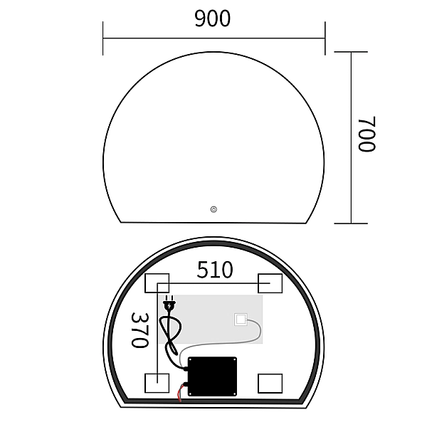 Дзеркало Mixxus Premium TOPPER MS01-90x70-Reverse з Led Touch, Anti-fog, димером (3-6,5kK) (MP6632) - Фото - 2