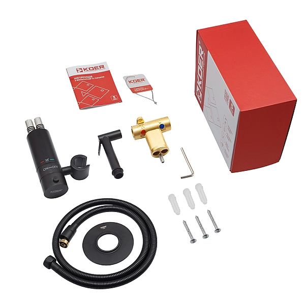 Змішувач для гігієнічного душу Koer KB-24029-05 термостатичний вбудований, колір чорний (KR5494) - Фото - 5