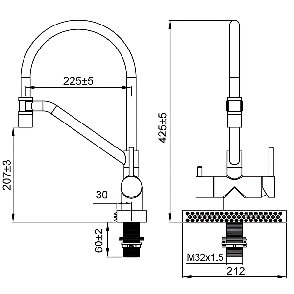 Змішувач для кухні Koer KB-74027-02 з функцією "водоспад" та чорним силіконовим виливом (KR5201) - Фото - 5