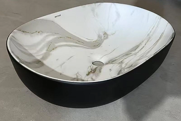 Раковина накладна MIXXUS PREMIUM ELLIPSE-0105 MARBLE-BLACK 600х400х150mm (MP6565) - Фото - 7