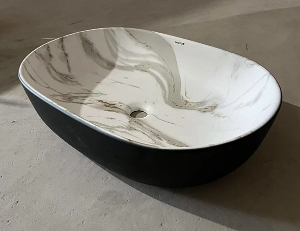 Раковина накладна MIXXUS PREMIUM ELLIPSE-0105 MARBLE-BLACK 600х400х150mm (MP6565) - Фото - 8