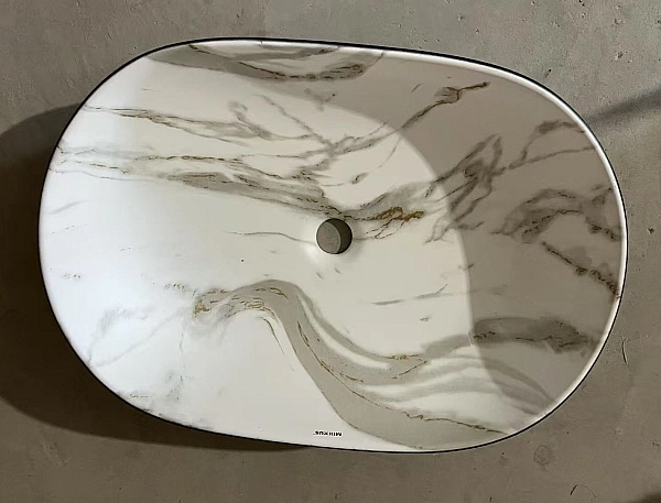 Раковина накладна MIXXUS PREMIUM ELLIPSE-0105 MARBLE-BLACK 600х400х150mm (MP6565) - Фото - 3
