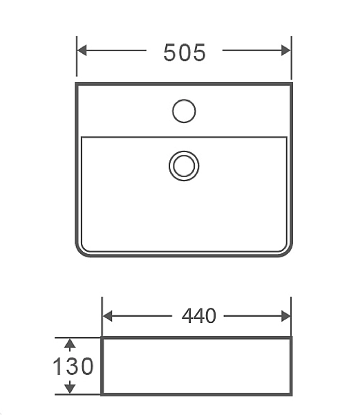Раковина підвісна-накладна MIXXUS PREMIUM QUADRO-0201 500х440х120mm (отвір під змішувач, перелив) (MP6478) - Фото - 2