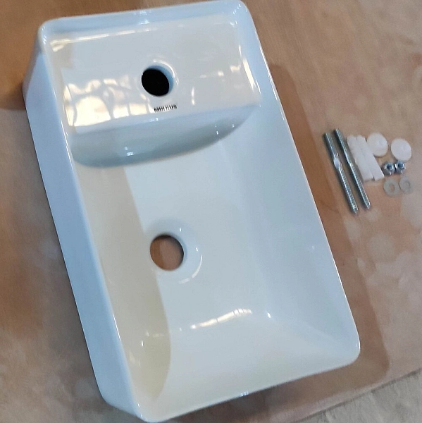 Раковина підвісна Mixxus Premium QUADRO-1201-R 430х265х135mm з отвором під змішувач та переливом (MP6504) - Фото - 9