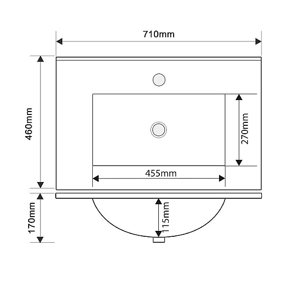 Раковина меблева Mixxus Premium CUBIC-1502 710х460х170mm з отвором під змішувач та переливом (MP6496) - Фото - 4