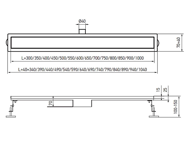 Душовий трап із нержавіючої сталі SUS304 Koer FD20-70x650 (KR4743) - Фото - 5
