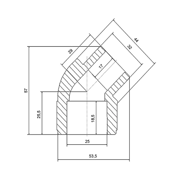 Кутик PPR Blue Ocean 32, 45° ВЗ - Фото - 2