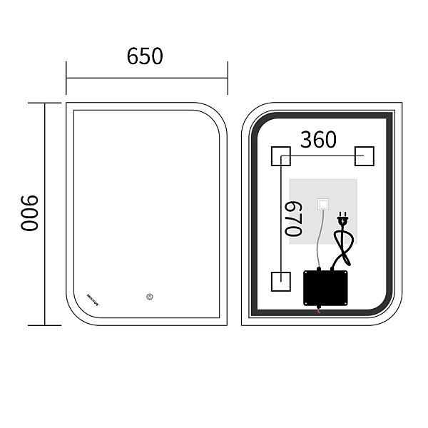Дзеркало Mixxus Premium BEVEL MA02-90x65-Reverse з Led Touch, Anti-fog, димером (3-6,5kK) (MP6641) - Фото - 2