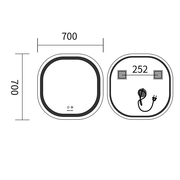 Дзеркало Mixxus Premium DIVERSE MR16-70x70 з Led Touch, Anti-fog, димером (3-6,5kK) (MP6640) - Фото - 13