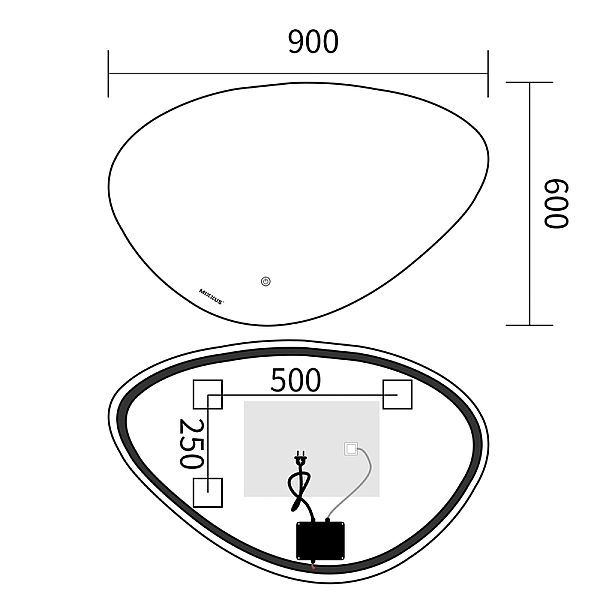 Дзеркало Mixxus Premium DIVERSE MA01-90x60-Reverse з Led Touch, Anti-fog, димером (3-6,5kK) (MP6633) - Фото - 4