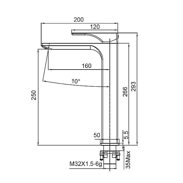Змішувач для умивальника Koer KB-11010-05 високий (Колір чорний) (KR3483) - Фото - 5