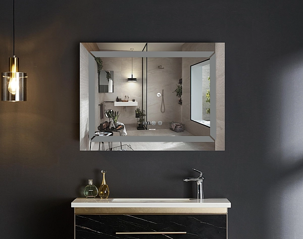 Дзеркало Mixxus LIGHT MR01-80x60 з Led Touch, Anti-fog, димером, регулятором яскравості, годинником (MI5998) - Фото - 7