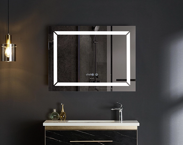 Дзеркало Mixxus LIGHT MR01-80x60 з Led Touch, Anti-fog, димером, регулятором яскравості, годинником (MI5998) - Фото - 4