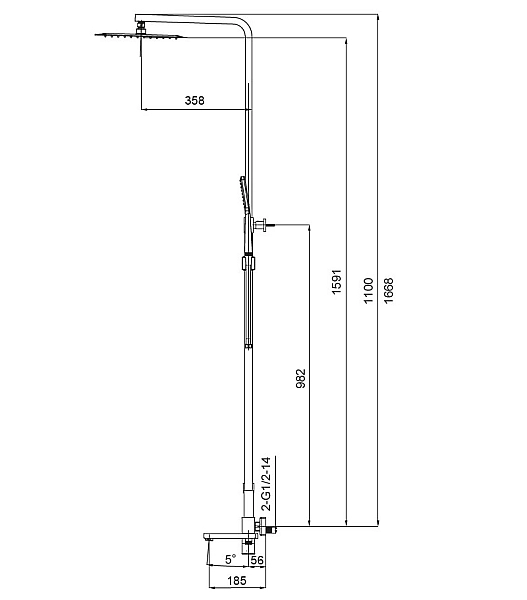 Душова колона із змішувачем KOER KB-56010-01 (Колір хром) (KR3494) - Фото - 2